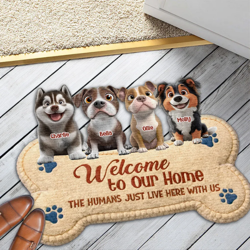 The Humans Live With Lovely Dogs - Personalized Custom Doormat