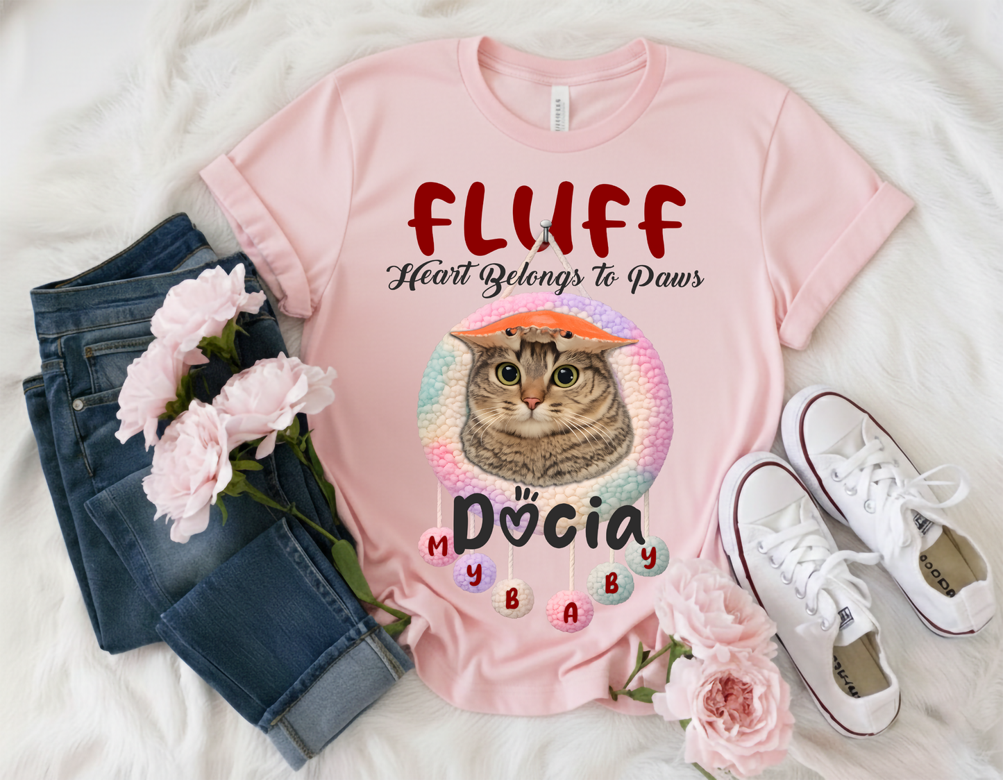 Personalized Cat Lover T-Shirt – Custom Pet Photo & Name Shirt