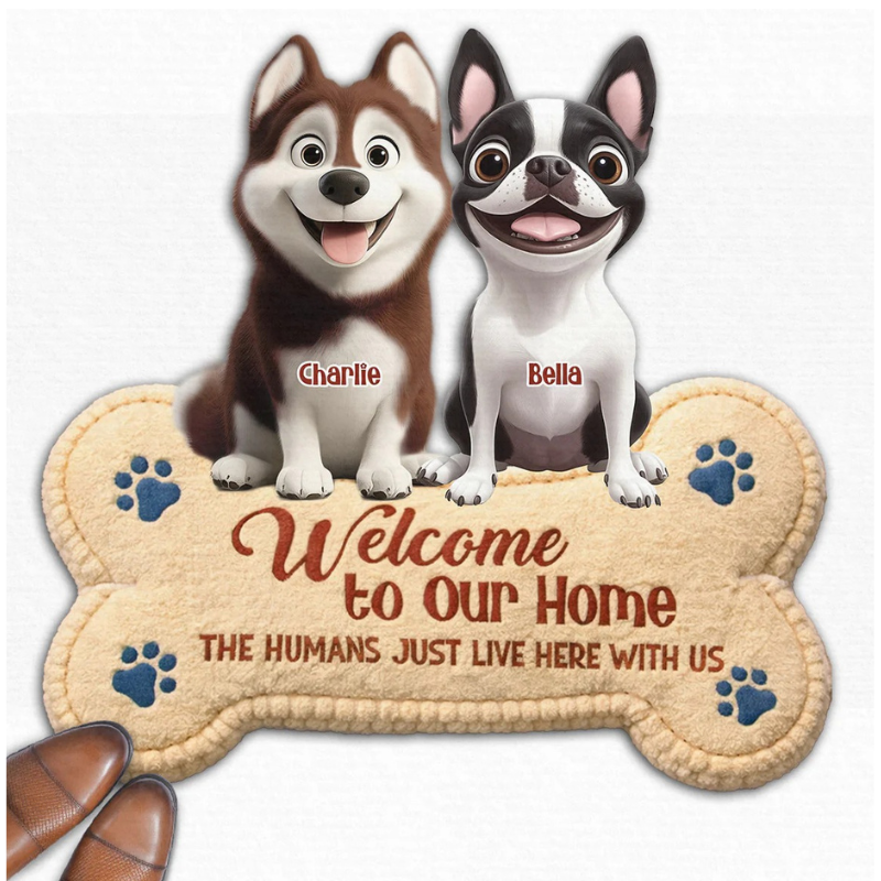 The Humans Live With Lovely Dogs - Personalized Custom Doormat