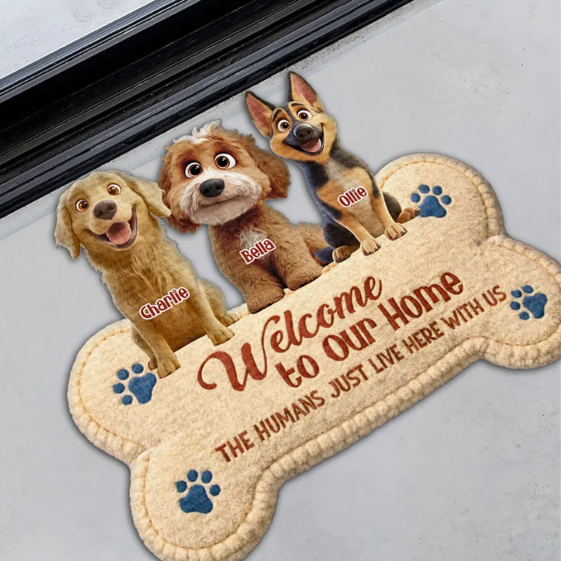 The Humans Live With Lovely Dogs - Personalized Custom Doormat